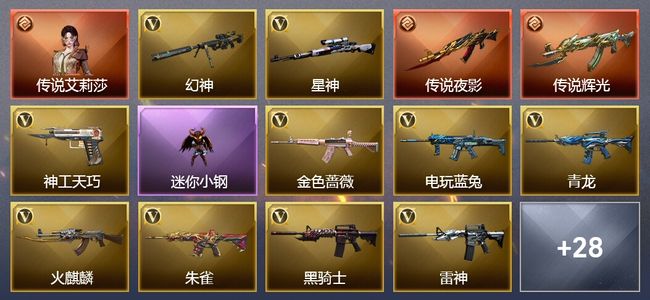 穿越火线（CF）1传说角色 3传说武器 7王者武器 2炫金武器 62V武器 5V角色 12皮肤 可排位