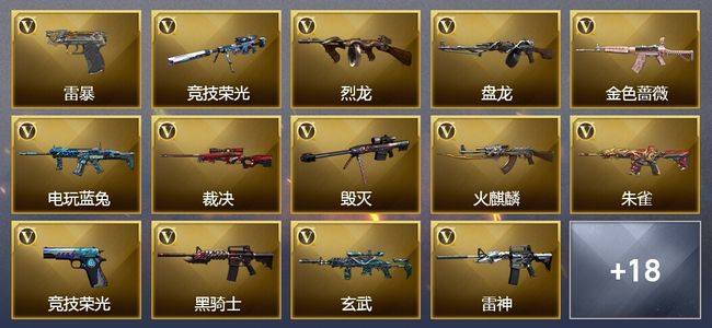 穿越火线（CF）5王者武器 1炫金武器 36V武器 7V角色 7皮肤 可排位