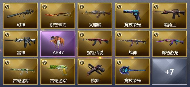 穿越火线（CF）1传说角色 1传说武器 2王者武器 21V武器 4V角色 4皮肤 可排位