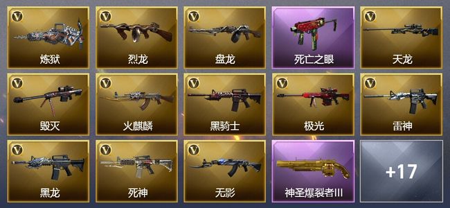 穿越火线（CF）3王者武器 5炫金武器 58V武器 7V角色 2皮肤 可排位