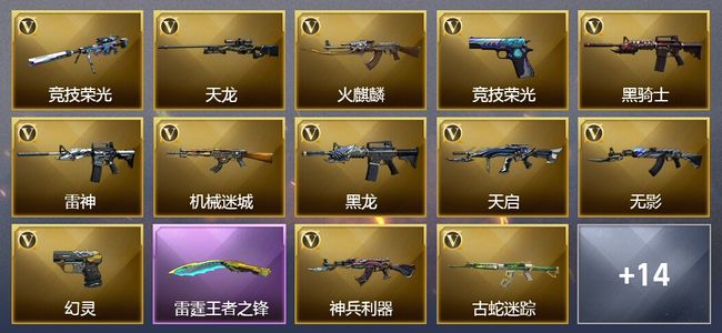 穿越火线（CF）23王者武器 34V武器 4V角色 5皮肤 可排位