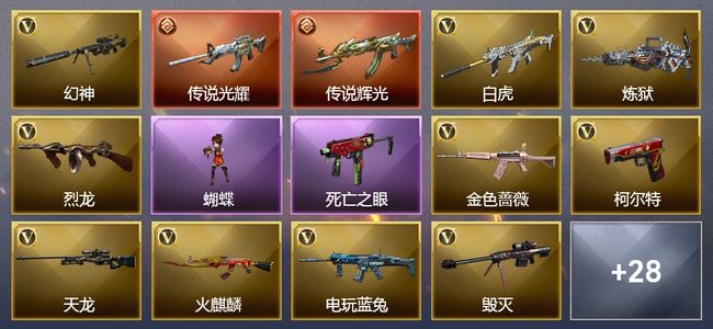 穿越火线（CF）2传说武器 10王者武器 3炫金武器 50V武器 4V角色 10皮肤 可排位