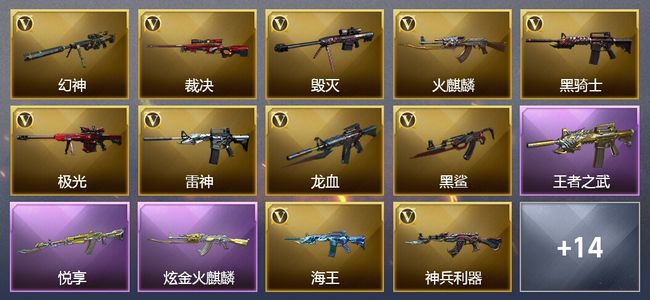穿越火线（CF）4王者武器 1炫金武器 34V武器 3V角色 1皮肤 可排位