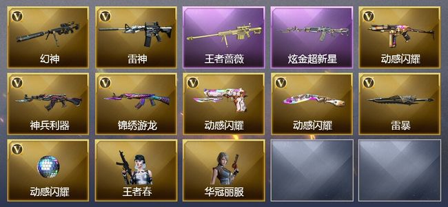 穿越火线（CF）11王者武器 1炫金武器 17V武器 3V角色 2皮肤 可排位