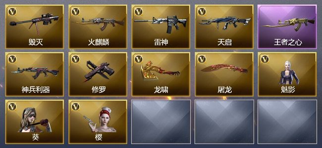 穿越火线（CF）1王者武器 20V武器 4V角色 2皮肤 可排位