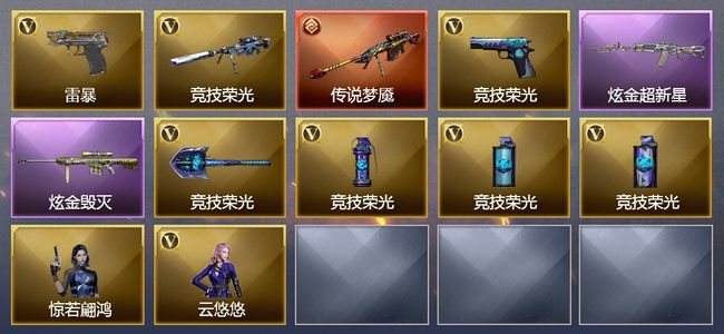 穿越火线（CF）1传说武器 1王者武器 2炫金武器 18V武器 3V角色 可排位