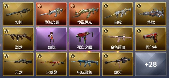 穿越火线（CF）2传说武器 10王者武器 3炫金武器 50V武器 4V角色 10皮肤 可排位