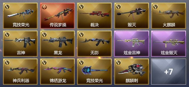 穿越火线（CF）1传说武器 6王者武器 2炫金武器 18V武器 5V角色 5皮肤 可排位