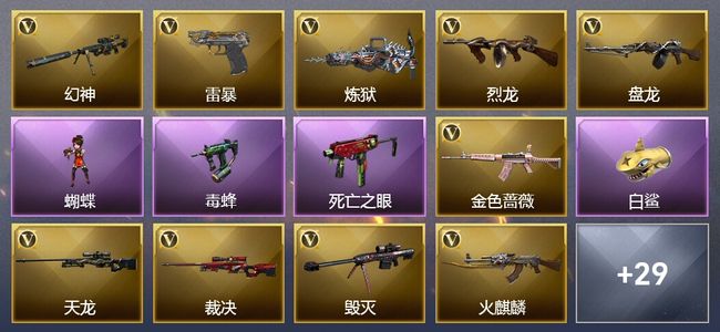 穿越火线（CF）10王者武器 3炫金武器 68V武器 9V角色 11皮肤 可排位