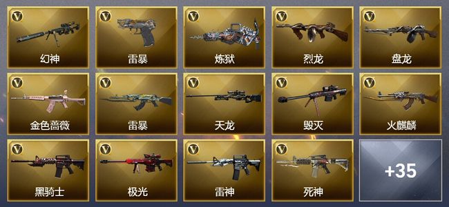 穿越火线（CF）22王者武器 13炫金武器 124V武器 5V角色 11皮肤 可排位