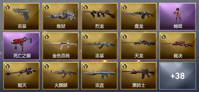 穿越火线（CF）15王者武器 6炫金武器 166V武器 11V角色 4皮肤 可排位
