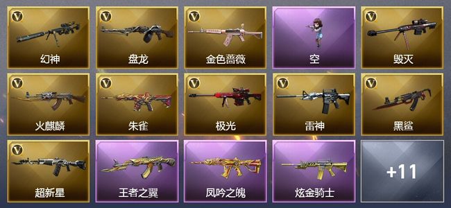 穿越火线（CF）3王者武器 2炫金武器 25V武器 7V角色 11皮肤 可排位