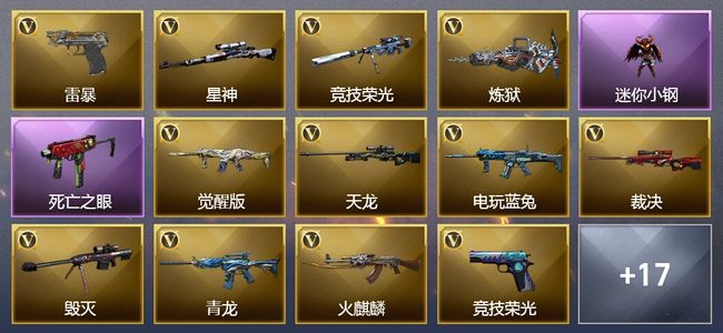 穿越火线（CF）6王者武器 1炫金武器 28V武器 10V角色 13皮肤 可排位