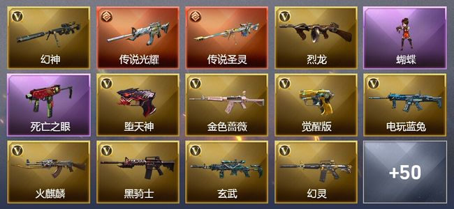 穿越火线（CF）2传说武器 13王者武器 3炫金武器 67V武器 35V角色 24皮肤 可排位