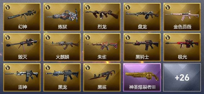 穿越火线（CF）11王者武器 5炫金武器 43V武器 23V角色 18皮肤 可排位