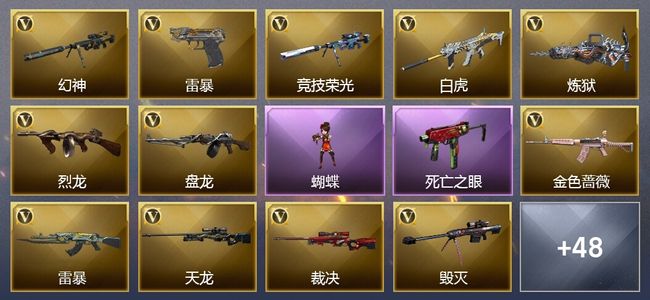 穿越火线（CF）5王者武器 1炫金武器 71V武器 11V角色 20皮肤 可排位