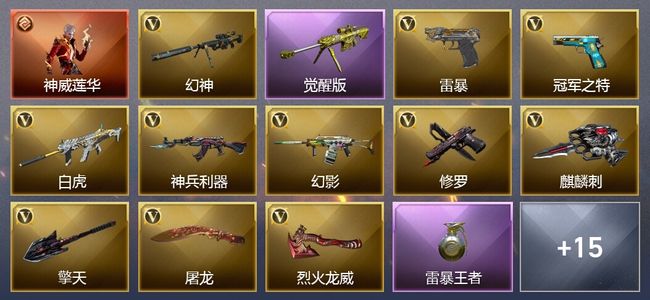 穿越火线（CF）1传说角色 7王者武器 21V武器 12V角色 2皮肤 可排位