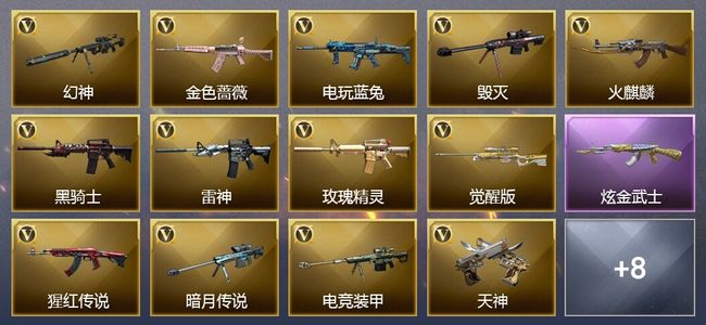 穿越火线（CF）1王者武器 1炫金武器 30V武器 5V角色 9皮肤 可排位