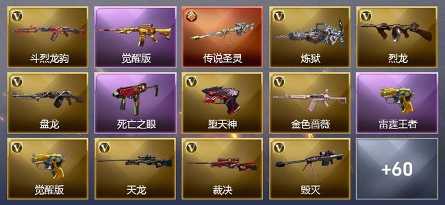 穿越火线（CF）1传说武器 12王者武器 3炫金武器 75V武器 20V角色 16皮肤 可排位