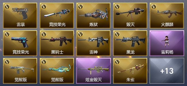 穿越火线（CF）2王者武器 1炫金武器 37V武器 8V角色 2皮肤 可排位