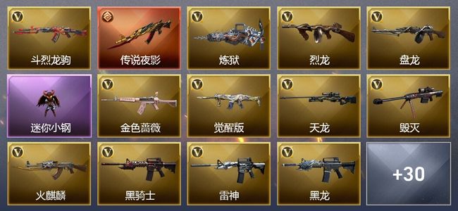 穿越火线（CF）1传说武器 6王者武器 2炫金武器 48V武器 30V角色 27皮肤 可排位