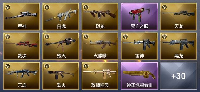 穿越火线（CF）3王者武器 1炫金武器 39V武器 31V角色 14皮肤 可排位