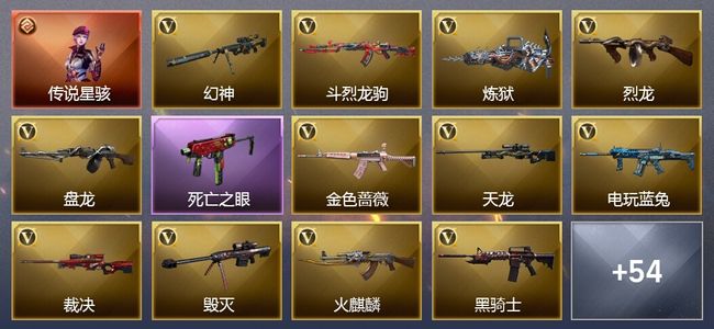 穿越火线（CF）1传说角色 6王者武器 8炫金武器 94V武器 19V角色 21皮肤 可排位