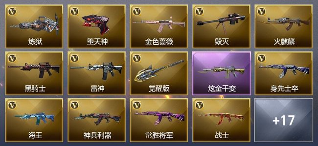 穿越火线（CF）1王者武器 1炫金武器 32V武器 13V角色 8皮肤 可排位