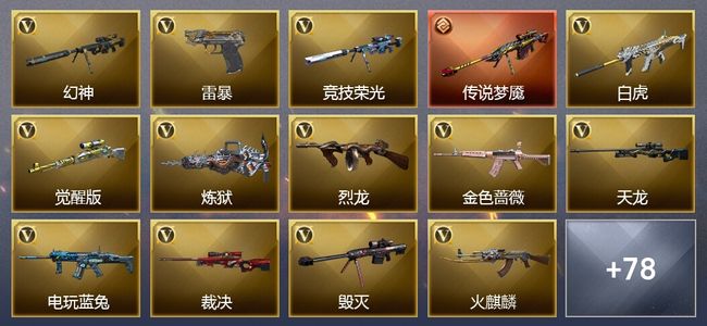 穿越火线（CF）1传说武器 16王者武器 1炫金武器 113V武器 50V角色 39皮肤 可排位