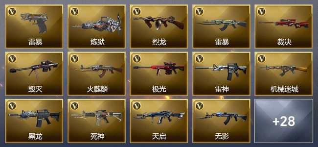穿越火线（CF）5王者武器 3炫金武器 49V武器 6V角色 10皮肤 可排位