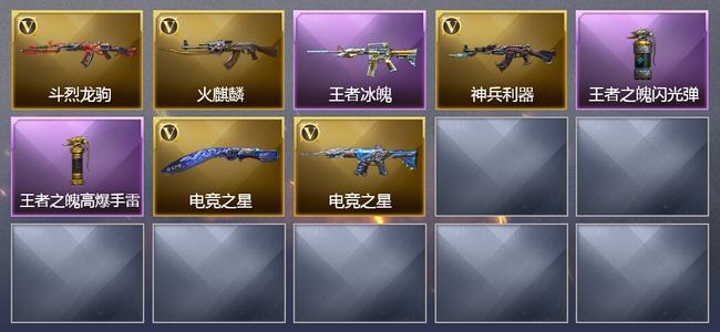 穿越火线（CF）0传说角色 0传说武器 4王者武器 0炫金武器 8V武器 10V角色 1皮肤 可排位 无