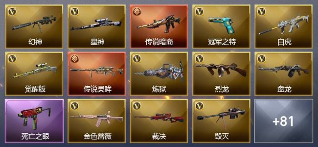 穿越火线（CF）0传说角色 2传说武器 1王者武器 1炫金武器 130V武器 40V角色 32皮肤 可排位 无