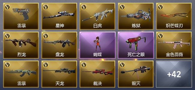 穿越火线（CF）0传说角色 1传说武器 0王者武器 0炫金武器 76V武器 18V角色 13皮肤 可排位 无