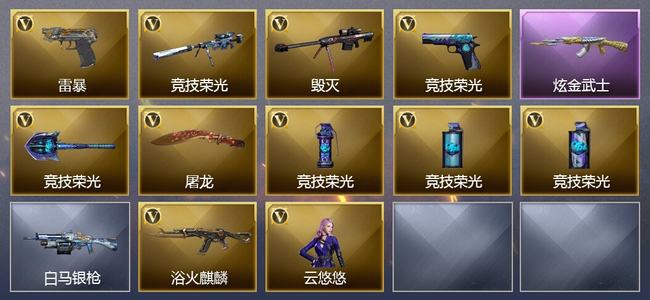 穿越火线（CF）0传说角色 0传说武器 0王者武器 1炫金武器 34V武器 7V角色 3皮肤 可排位 无