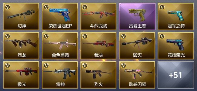 穿越火线（CF）0传说角色 0传说武器 2王者武器 0炫金武器 54V武器 46V角色 19皮肤 可排位 荣耀之巅