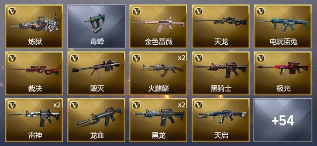 穿越火线（CF）2王者武器 3炫金武器 45V武器 24皮肤 可排位 新锐