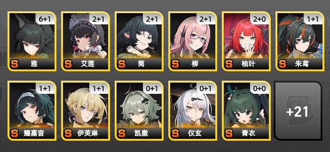 绝区零65黄 50角色黄 20S角色 13S音擎 13S邦布 男主 60