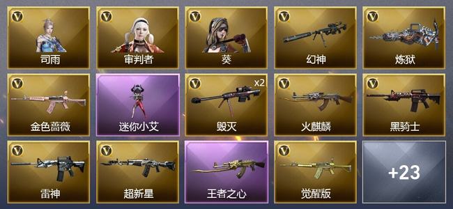 穿越火线（CF）1王者武器 42V武器 3V角色 16皮肤 可排位
