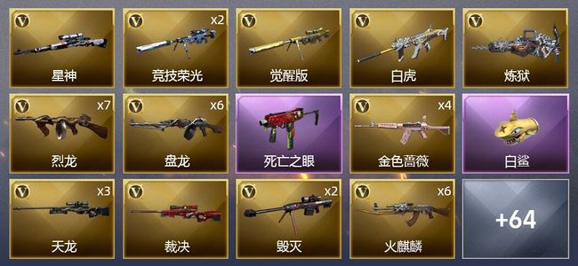 穿越火线（CF）3王者武器 5炫金武器 128V武器 4V角色 42皮肤 可排位 传奇