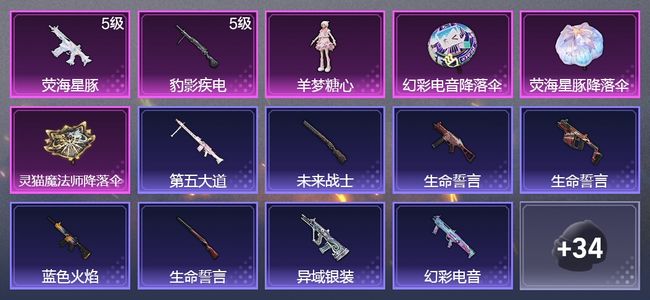 和平精英2升级枪 1粉装 31枪皮 17套装 9885热力 1印记 王牌