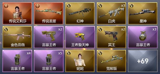 穿越火线（CF）1传说角色 1传说武器 12王者武器 1炫金武器 56V武器 11V角色 30皮肤 可排位 枪王