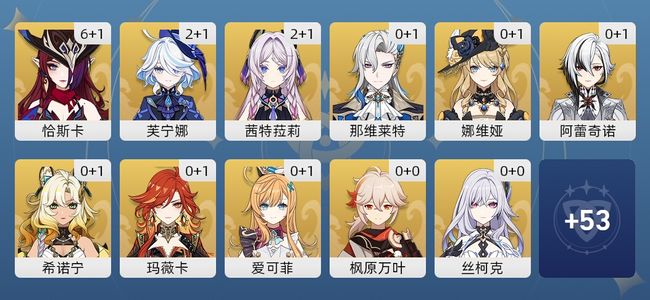 原神49黄 35角色黄 14武器黄 18五星角色 14五星武器 女主 58级