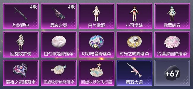 和平精英2升级枪 4粉装 1尾迹 51枪皮 30套装 15574热力 3印记 星钻