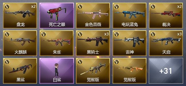 穿越火线（CF）1炫金武器 34V武器 8皮肤 可排位 专家