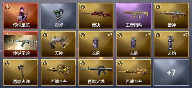 穿越火线（CF）1传说角色 1传说武器 1王者武器 34V武器 2V角色 4皮肤 可排位 新锐