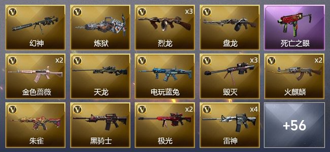 穿越火线（CF）8王者武器 6炫金武器 81V武器 2V角色 12皮肤 可排位 新锐