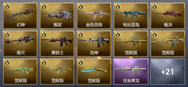 穿越火线（CF）1王者武器 1炫金武器 34V武器 14皮肤 可排位