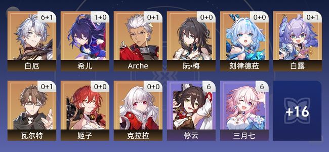 崩坏：星穹铁道22黄 16角色黄 6光锥黄 9五星角色 6五星光锥 68级 女主