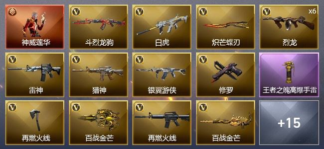 穿越火线（CF）1传说角色 1王者武器 23V武器 1V角色 10皮肤 可排位 新锐