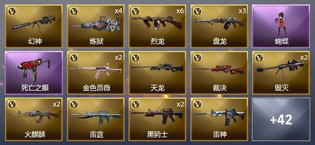 穿越火线（CF）6王者武器 4炫金武器 91V武器 4V角色 16皮肤 可排位